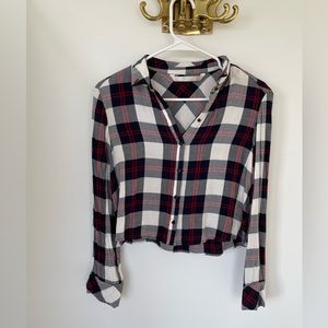 Zara Trafaulc plaid long sleeve button down crop top